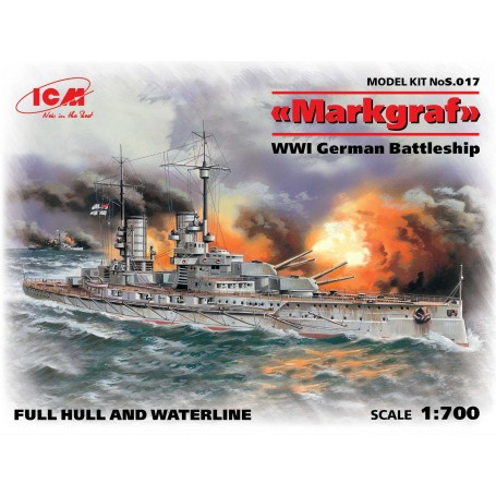 Markgraf (Erstes deutsches Schlachtschiff) Dieses spezielle Set ist der allererste Versuch von ICM, das Markgraf -Plastikkit im 