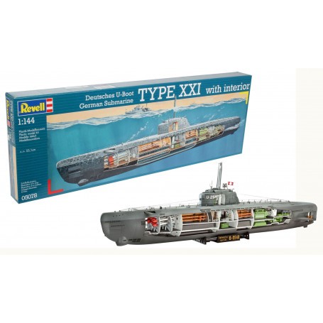 U-Bootstyp XXI U-2540 Mit dem Innendetail. Modellbausatz