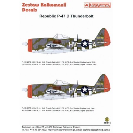 Decal Neu veröffentlicht und aktualisiert! Republic P-47D Thunderbolt 'Bubbletop' (2) 2 Versionen von 226418 HV-A 61 FS/56 FG Co