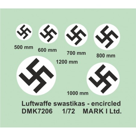 Decal Hakenkreuze der Luftwaffe, eingekreist - weißer Hintergrund 