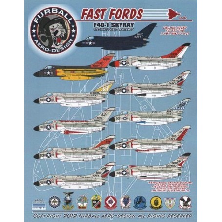 Decal Douglas F4D-1 Skyray 'Fast Fords' (11) F4D-1, 130747 overall GSB 1955 or 130743 grey/yelow/orange 1960 both NATC NAS Pax R